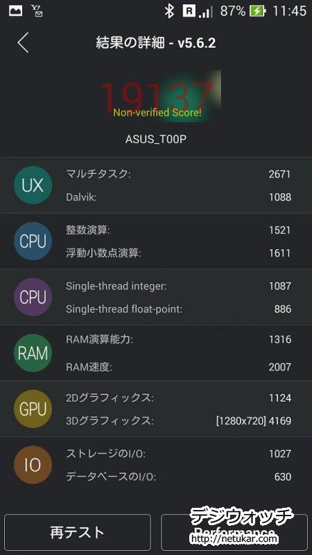 ZenFone5のAnTuTu結果